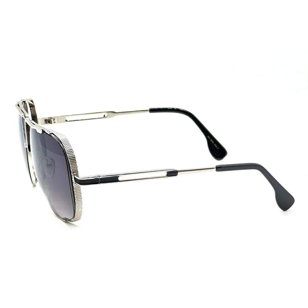 Mens Sunglasses Silver Square Frame Black Lens‎ Fashion Trendy Driving UV Lentes